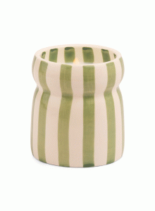 Керамична соева свещ Падивакс на зелени райета в кутия Cabana Градиснки чай - Бора Бора